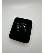 MEW Lapis Lazuli And Lave Bead Sterling Silver Dangle Earrings 4cm - $27.72