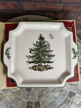 NIB Spode Christmas Tree 12.5&quot; Square Handled Serving Platter Porcelain Plate - £25.72 GBP