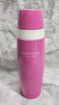 Starbucks 16OZ Stainless Steel Bullet Barista Travel Mug Pink White Thermos 2006 - £11.10 GBP