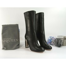 Alexander McQueen Black Leather 105MM Lux Duchess Bootie Boots Size 37 - £513.35 GBP