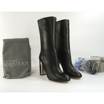 Alexander McQueen Black Leather 105MM Lux Duchess Bootie Boots Size 37 - £512.40 GBP