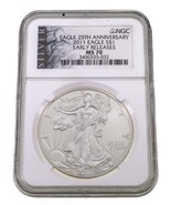 2011 Silver American Eagle Graded by NGC as MS70 Early Releases 25th Ann - $131.29 CAD