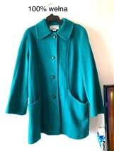 Vintage Pure Wool Teal Long Coat - Green Coat - Blue Coat - Unique coat - £86.91 GBP