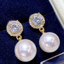 18K Gilded Round Pearl Unisex Pearl Stud Earrings - £18.62 GBP+