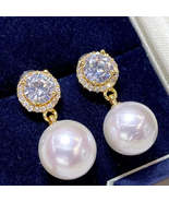 18K Gilded Round Pearl Unisex Pearl Stud Earrings - £18.90 GBP+