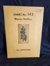 Vtg rare Babs Fuhrmann petit point Chart silk mesh 3 thread #143 Mauve Dahlias - £18.75 GBP