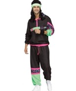 Mens 80&#39;s Track Suit Retro Black Pink Green 2 Pc Halloween Costume-size ... - £23.53 GBP