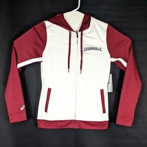 Cedarville Womens Track Jacket Small Asics White Maroon HoodIe - $14.85