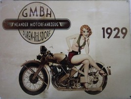 GMBH 1929 Neander Motorcycle Pin-Up Metal Sign - $19.95