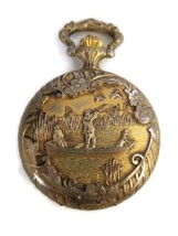 Vintage Colibri Gold Tone Swiss-Made Pocket Watch Duck Hunting Needs Repair - £28.49 GBP