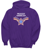 Independence Day Hoodie Proudly American Purple-H - £25.69 GBP