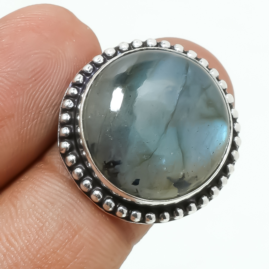 Primary image for Blue Fire Labradorite Gemstone Valentine's Day Gift Ring Jewelry 8.25" SA 4398