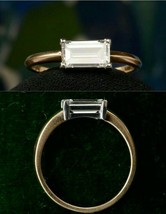1.60ct Emerald Diamond 14K Yellow Gold Fn Vintage Engagement Ring - £32.82 GBP