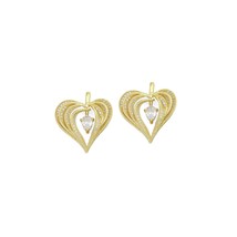 Teardrop CZ Gold layered Heart Charm Pendant,Sku#LX874 - $6.99