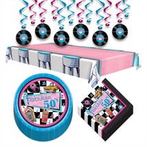 HOME &amp; HOOPLA 50&#39;s Party Supplies - Fabulous Fifties Music Record Paper Dinner P - £13.43 GBP+