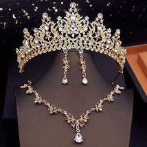 Crystal Bridal Jewelry Set | Rhinestone Crystal Wedding Earrings Necklac... - £31.96 GBP