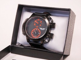 NEW Deporte 9830-ORG Men&#39;s Sutton Watch SS Case Dual Time Chronograph Orange - £16.93 GBP