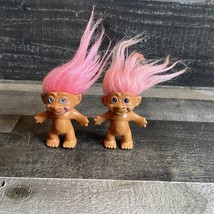 Vintage Troll Doll w Blue Eyes Pink Hair 4” Lot  Pop Culture Toy Korea - £11.05 GBP