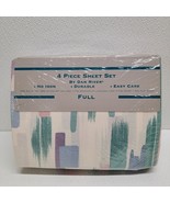 Vintage Dan River Full 4 Piece Sheet Set Caslind Pattern Brush Strokes R... - $44.45