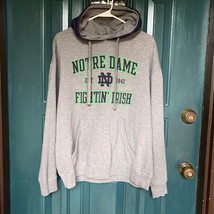 Notre Dame Hooded Sweatshirt Adult XL Gray Fighting Irish Big Logo Pocket Hoodie - $19.01