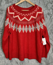 Croft &amp; Barrow Womens Sweater Christmas Holiday Size 1X Plus Size Red NEW - £20.77 GBP