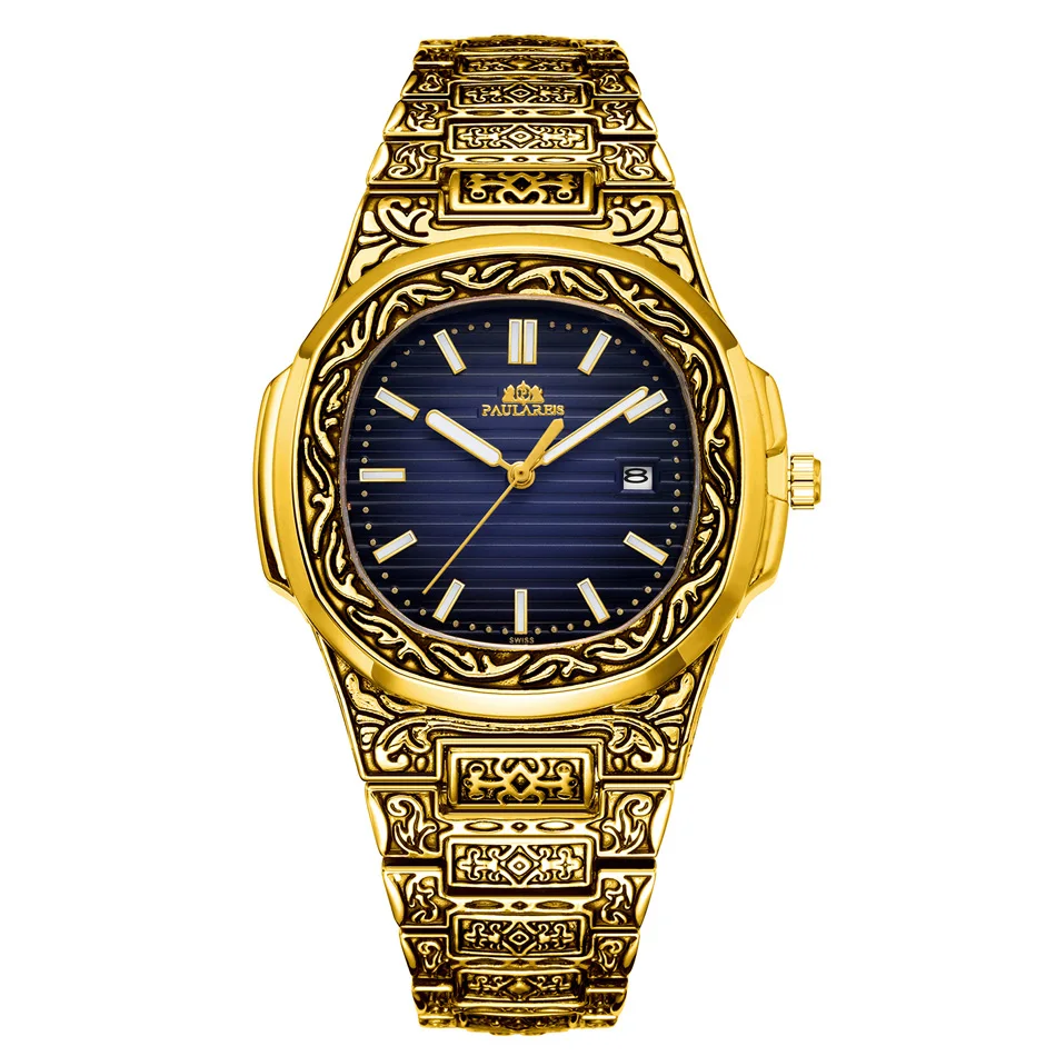 Luxury Carved Antique Vintage Luminous Rose Gold Yellow Gold Silver 2 Tones  Blu - £30.46 GBP