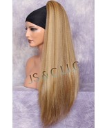 28&quot; Blonde Lite Brown Liite auburn Mix Human hair Blend Textured Straigh... - £37.36 GBP