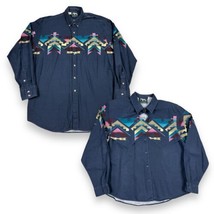 Vtg Roper His &amp; Hers Western Rockabilly Shirts Navy Blue Southwestern M XL / W L - £35.14 GBP