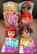 New 2021 Disney Princess Baby Ariel, Moana, Belle &amp; Rapunzel Dolls 11” Set Of 4 - £91.71 GBP