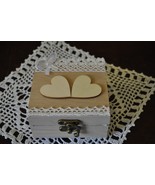 Wooden, closed casket, box for wedding rings decorated in a rustic style - £21.13 GBP