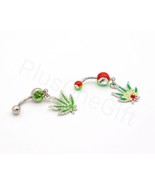 Weed Leaf Belly Button Ring/ Rasta Colors/ 14 Gauge - $8.99