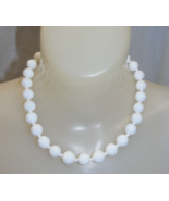 Vintage 17&quot; Castlecliff Choker Necklace White Facet Cut Glass Beads 18-a - $49.49