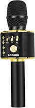 Bonaok Wireless Bluetooth Karaoke Microphone, 3-In-1 Portable, Black Gold - $32.98