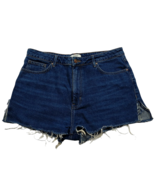 Forever 21 Womens Denim Booty Shorts Size 30 Solid Blue Pockets Frayed Hem - $13.86