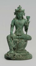 Antico Java Stile Majapahit Seduta Bronzo Devi Tara Statua -20.5cm / 20.3cm - £738.34 GBP