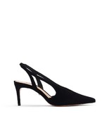 New SCHUTZ Anusha 7.5 kitten heels shoes suede stiletto leather black sl... - £103.02 GBP