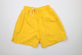 Vintage 90s Streetwear Mens XL Blank Running Jogging Soccer Shorts Yellow USA - £34.75 GBP