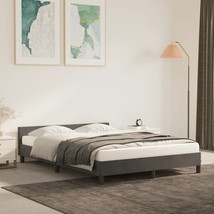 Bed Frame With Headboard Dark grey Velvet, plywood, engineered wood - $328.10 CAD