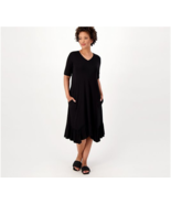 LOGO by Lori Goldstein Regular Rayon 230 Elbow Sleeve Dress (Black, L) A... - £22.84 GBP