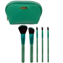 NEW Draizee 6 Piece Makeup Brush and Sea Green Cosmetic/Travel Accessory Bag - £12.74 GBP