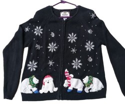VTG Ugly Christmas Sweater Polar Bears and Snowflakes Size M - £23.72 GBP