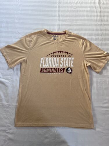 Champion Florida State Seminoles Men Size M Cream Graphic Short Sleeve T-Shirt - £6.14 GBP