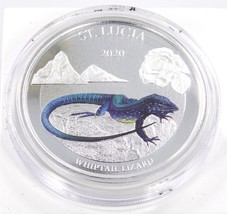 1 Oz Silver Coin 2020 $2 Saint Lucia Scottsdale Mint Color - Whiptail Li... - £108.39 GBP