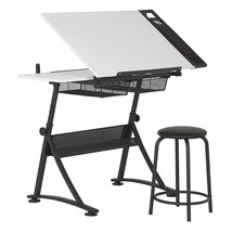 Studio Designs Modern Fusion Craft Center with 24&quot; Tray and Stool, Charcoal/Whit - £180.30 GBP