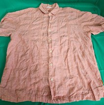 Tommy Bahama Linen Shirt Mens XL Relaxed Fit Salmon Pink 100% Linen Short Sleeve - £12.03 GBP