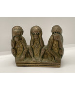 Small Bronze monkeys figure figurine hear no speak no see no evil Desk D... - £29.41 GBP
