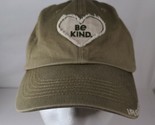 Life Is Good Be Kind Tattered Heart Fatigue Green Adjustable Strap Hat NEW - $16.14