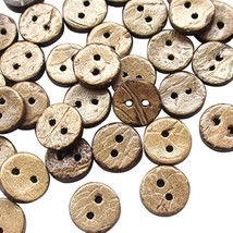 100Pcs 3/8&quot;(10Mm) Brown Natural Coconut Coco Button 2 Holes Craft Clothe... - $15.99