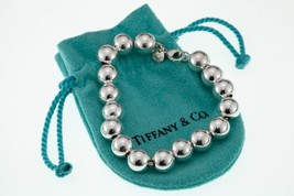Tiffany &amp; Co. Sterling Silver 9 mm Beaded Bracelet w/ Pouch - £312.90 GBP