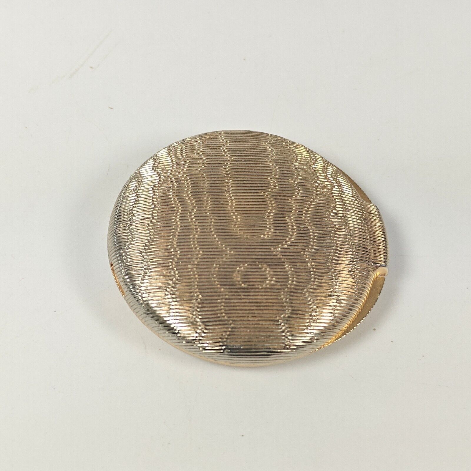 Vintage Compact Pressed Powder Mirror Revlon Gold Plate Tone Moiré - $12.86